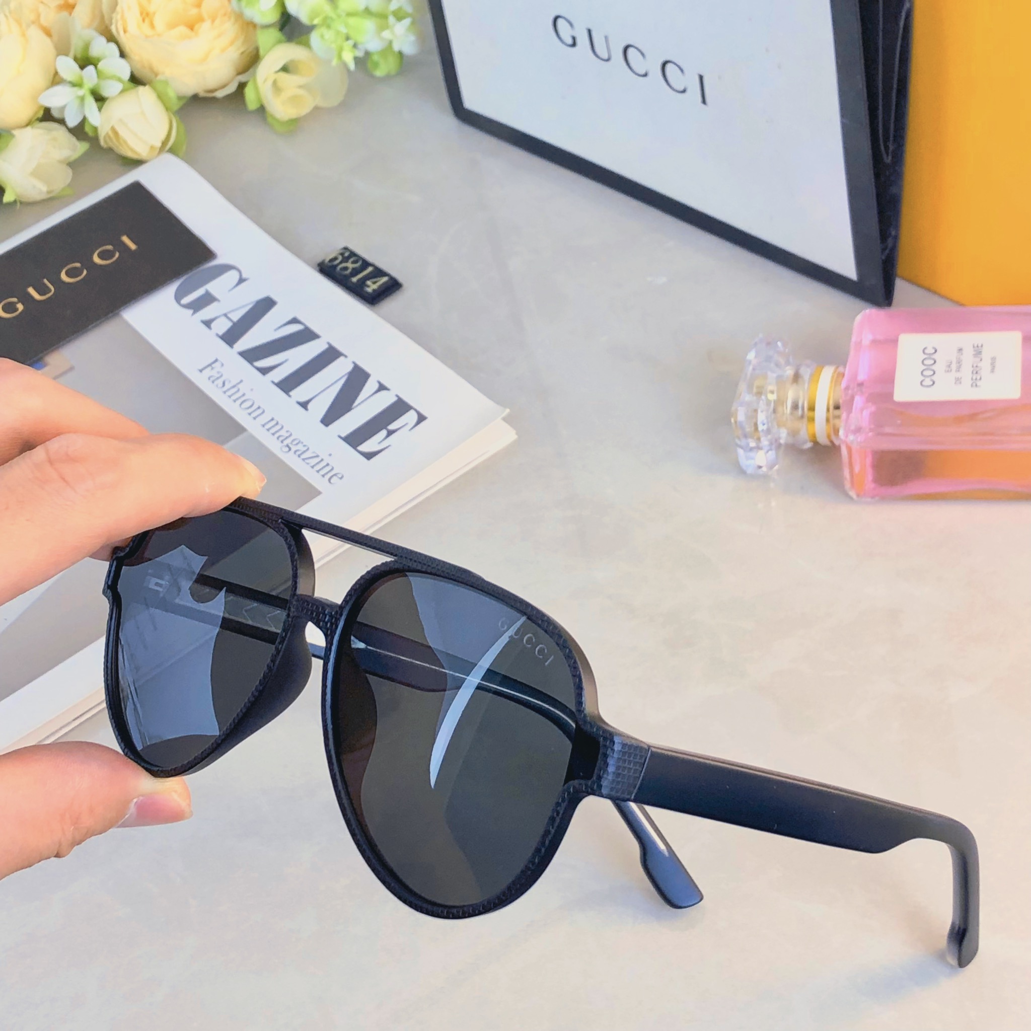 。。Gucc*欧美复古双梁太阳镜2026新款潮ins个性大框网红同款蛤蟆墨镜
