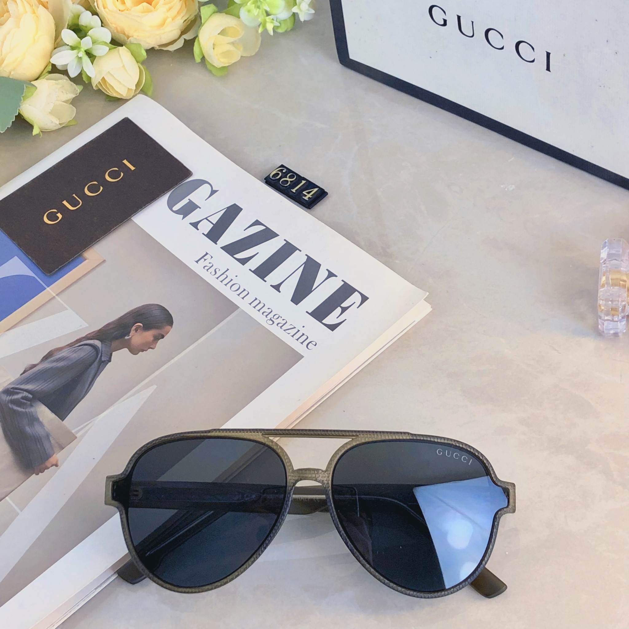 。。Gucc*欧美复古双梁太阳镜2026新款潮ins个性大框网红同款蛤蟆墨镜