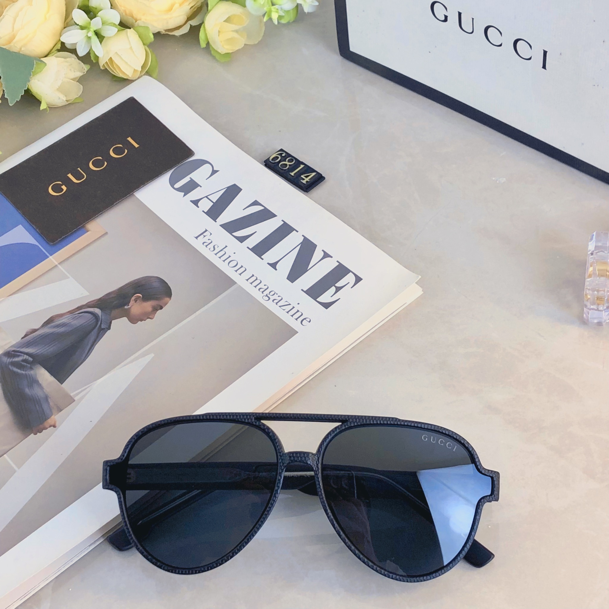。。Gucc*欧美复古双梁太阳镜2026新款潮ins个性大框网红同款蛤蟆墨镜