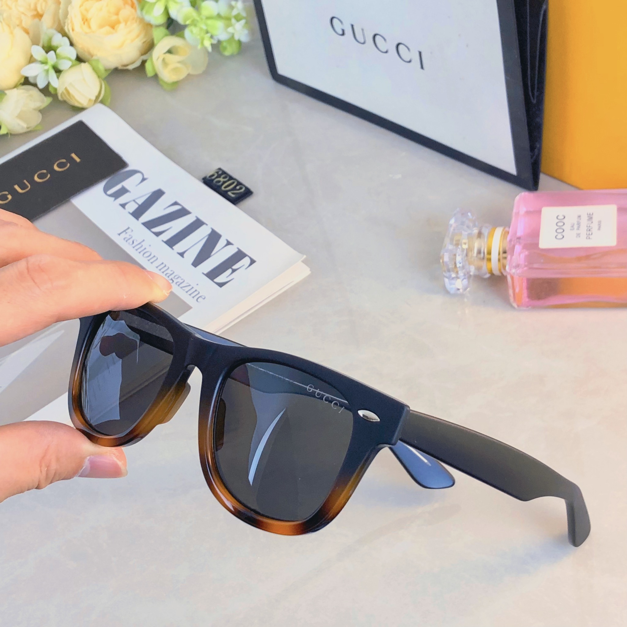 。。Gucc*墨镜女高级感ins网红款大脸显瘦防紫外线太阳镜男潮