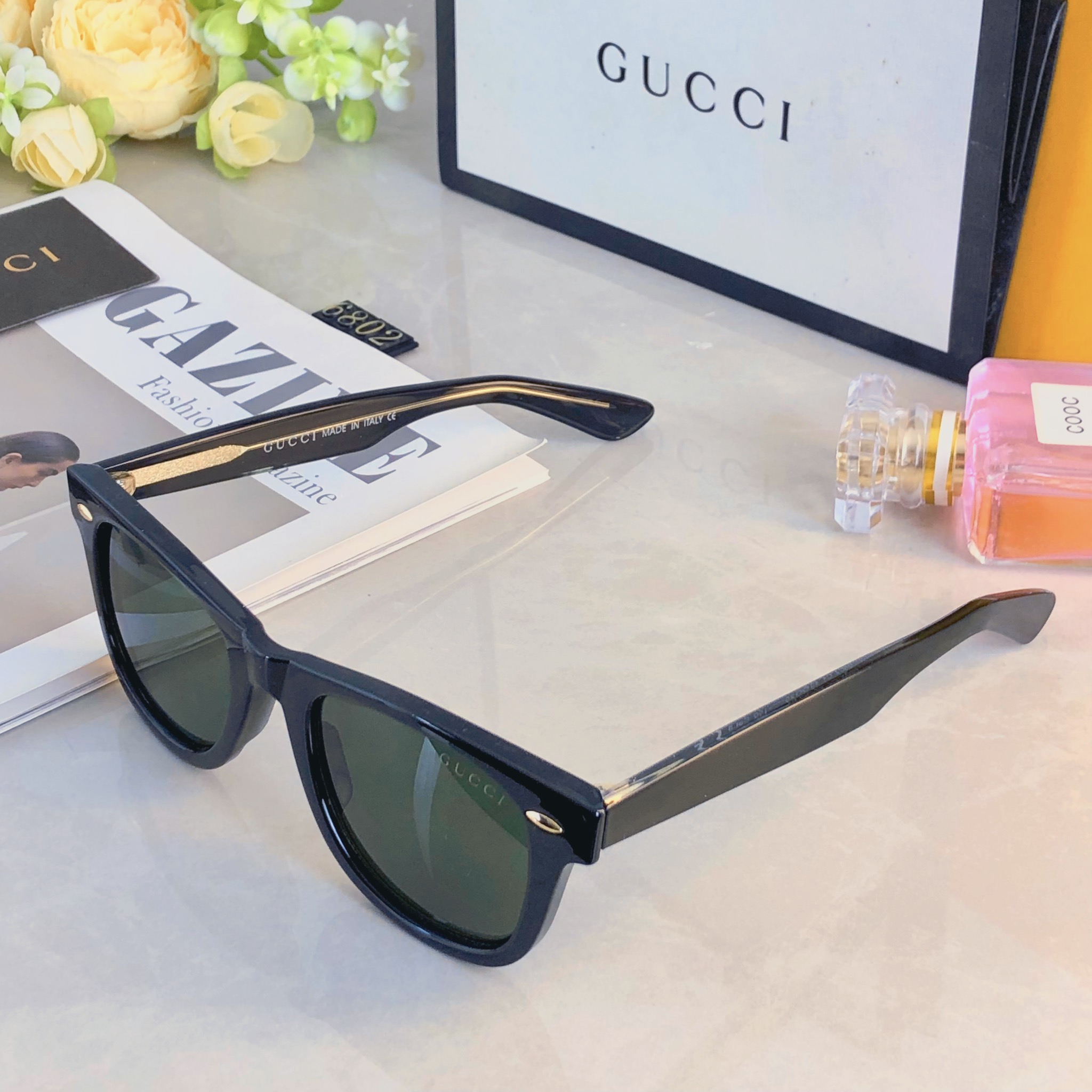 。。Gucc*墨镜女高级感ins网红款大脸显瘦防紫外线太阳镜男潮