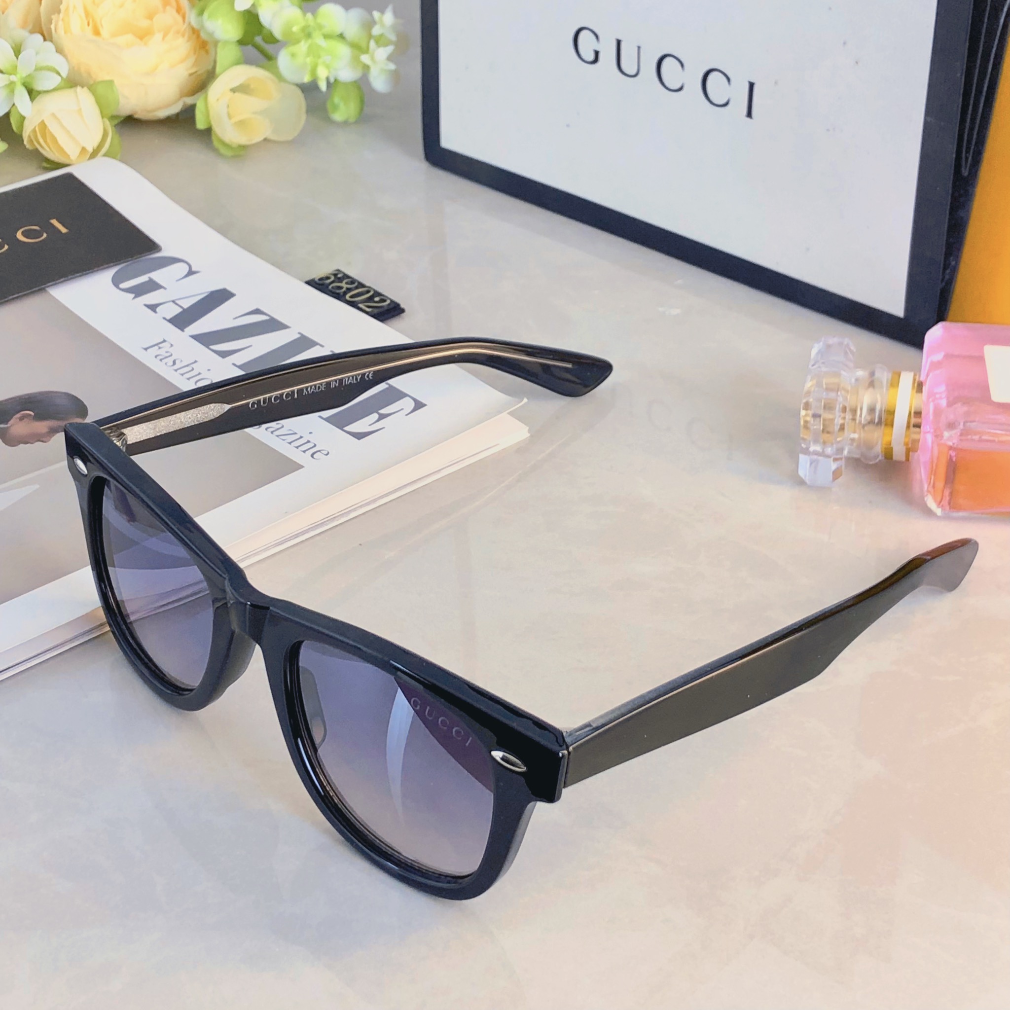 。。Gucc*墨镜女高级感ins网红款大脸显瘦防紫外线太阳镜男潮