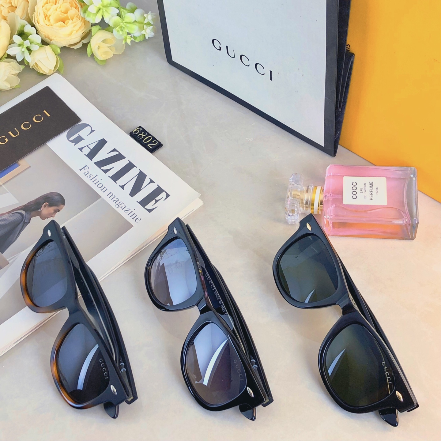 。。Gucc*墨镜女高级感ins网红款大脸显瘦防紫外线太阳镜男潮