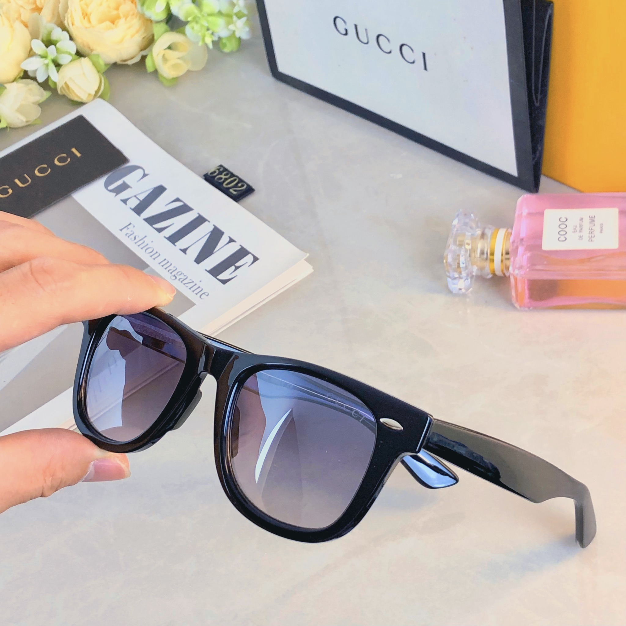 。。Gucc*墨镜女高级感ins网红款大脸显瘦防紫外线太阳镜男潮