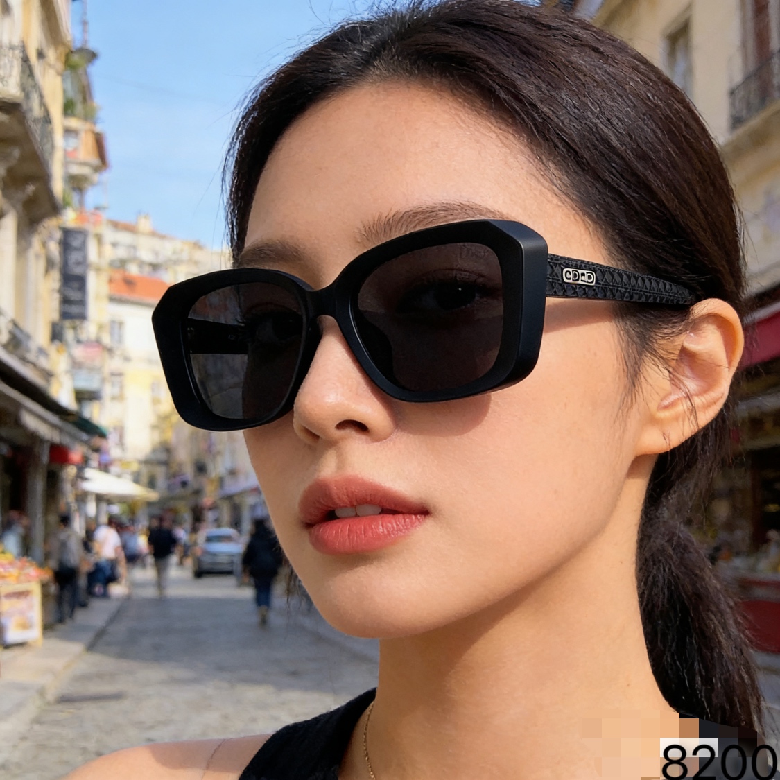 。。Dio*2026新款韩版黑框方形窄框复古时髦墨镜女潮街拍小脸太阳眼镜显瘦