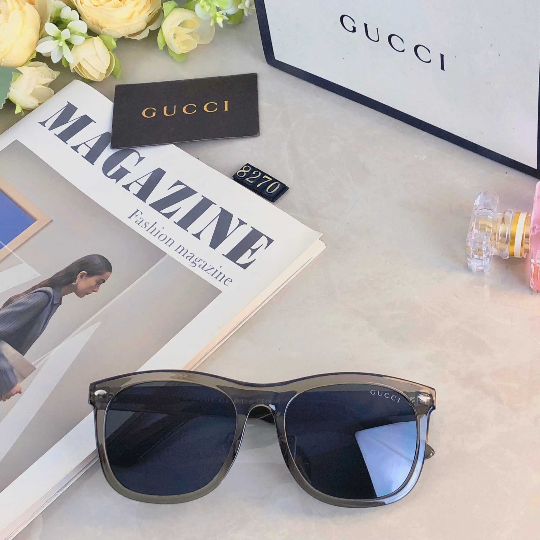 。。Gucc*墨镜男款高级感网红时尚米钉驾驶镜复古个性方形太阳镜女大脸