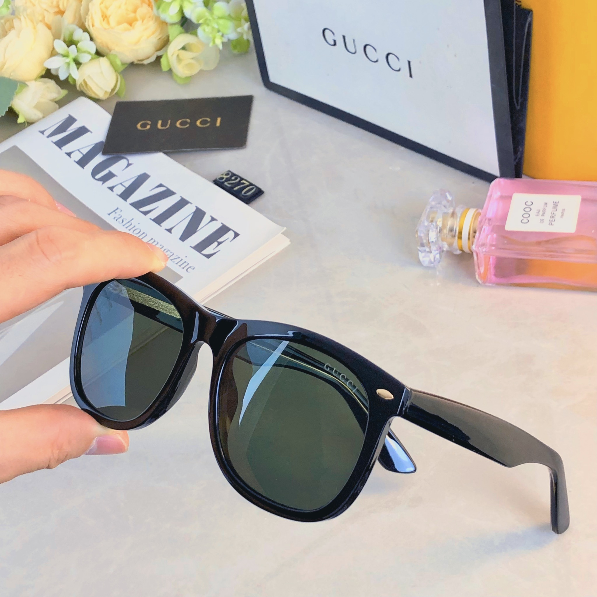 。。Gucc*墨镜男款高级感网红时尚米钉驾驶镜复古个性方形太阳镜女大脸