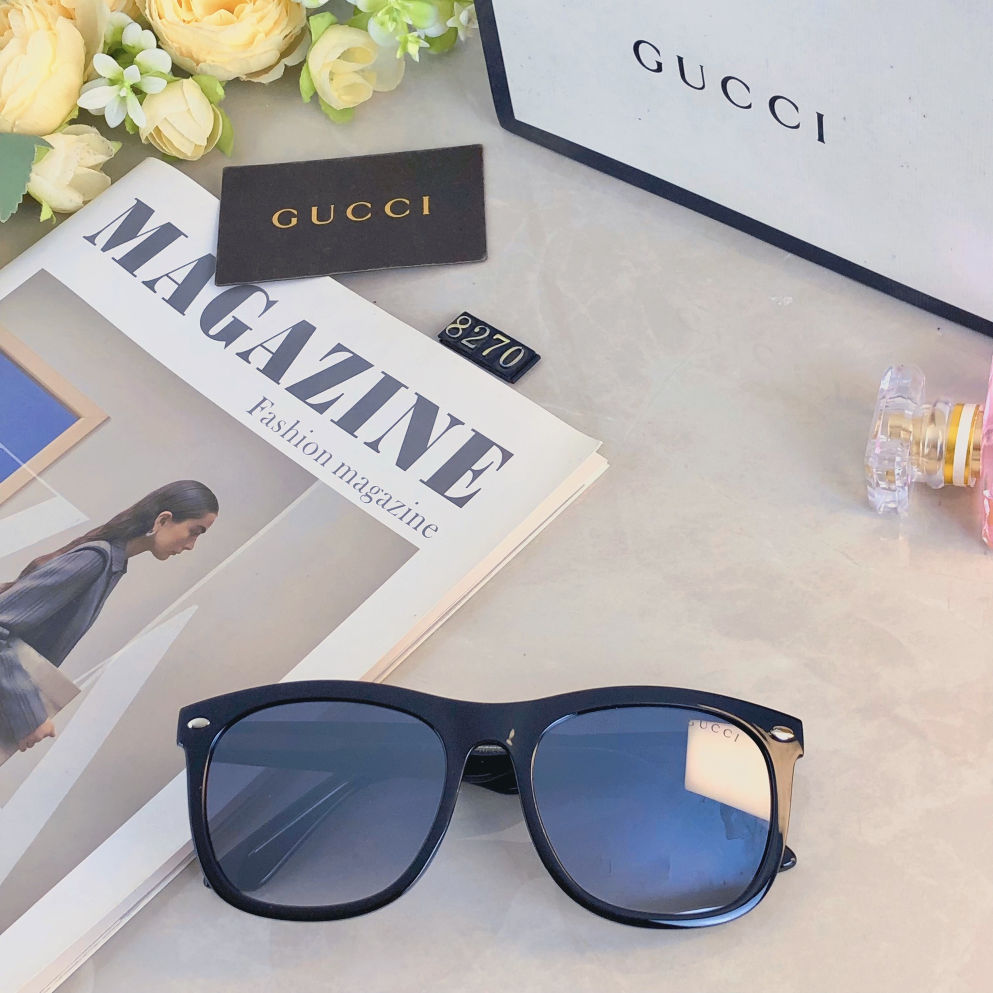 。。Gucc*墨镜男款高级感网红时尚米钉驾驶镜复古个性方形太阳镜女大脸