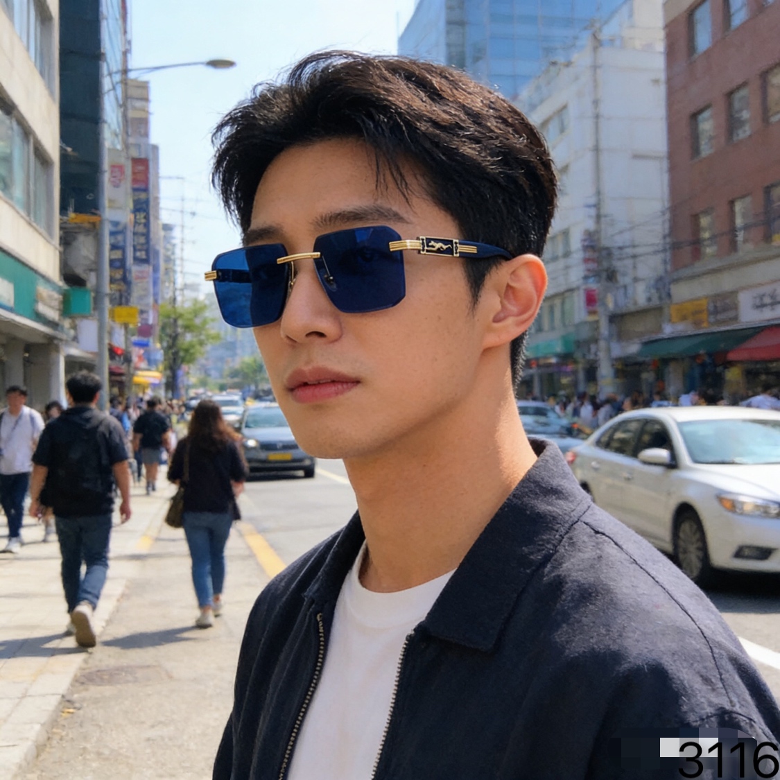 。。Cartie*欧美复古潮流无框切边墨镜男女个性金属方形圆脸显瘦太阳眼镜