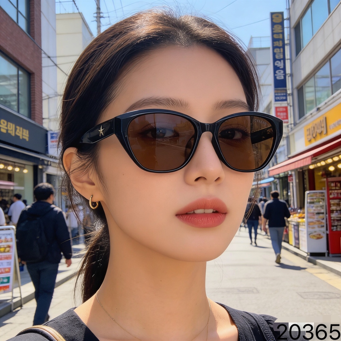 。。Chane*简约活泼墨镜时尚大气窄框猫眼修颜上镜旅游太阳眼镜