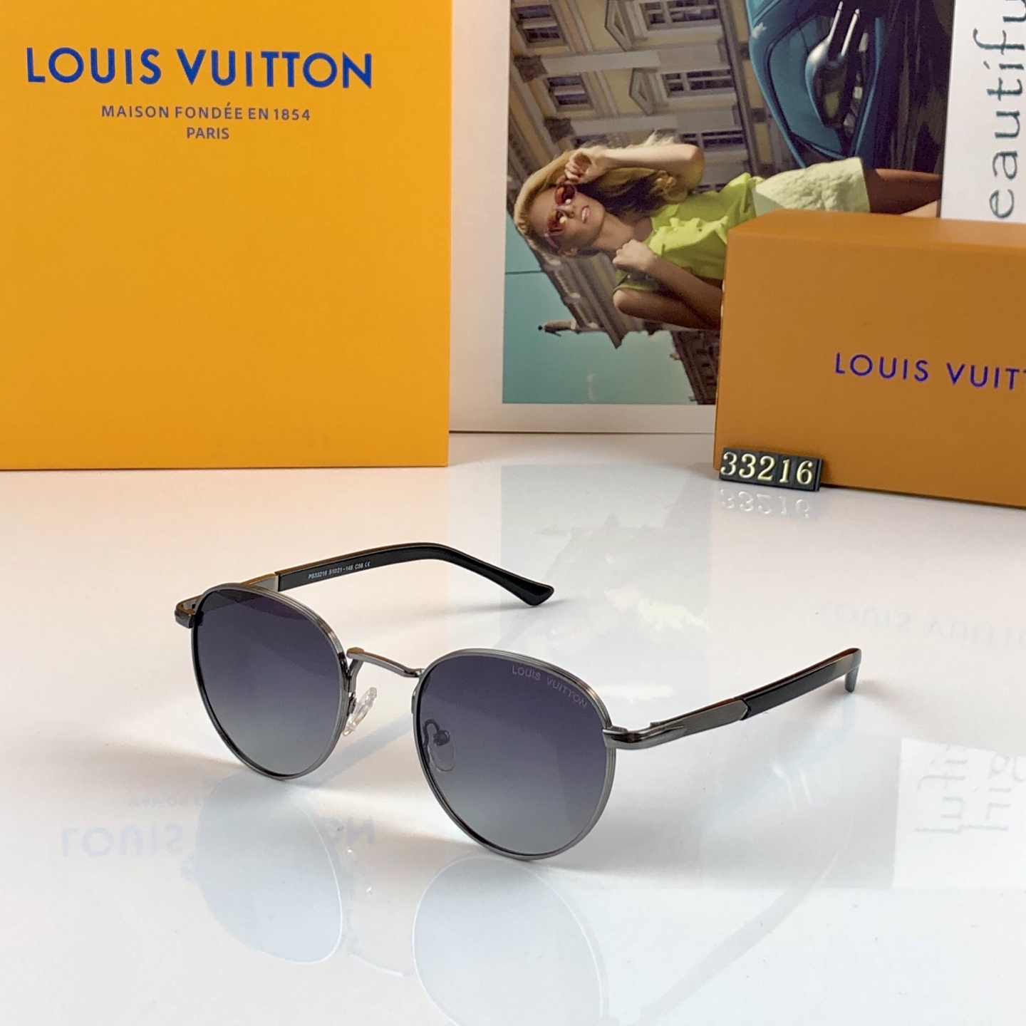 。。Louis vuitto*轻奢金属细框椭圆墨镜尼龙防晒高级感防紫外线太阳镜潮