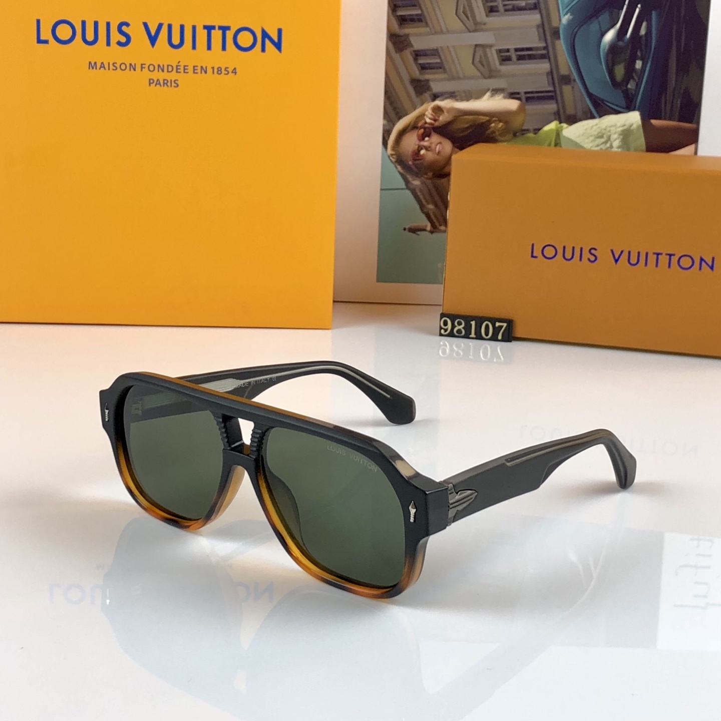 。。Louis vuitto*复古双梁透灰色太阳镜男女同款防紫外线太阳镜欧美个性