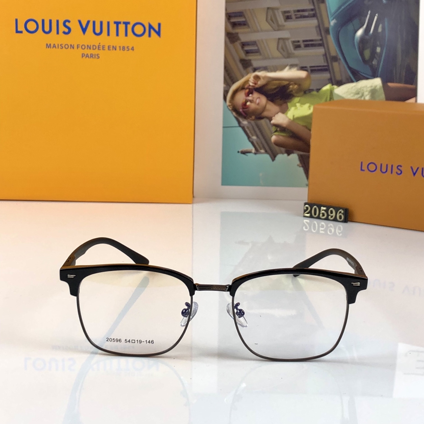。。Louis vuitto*灰色眼镜框男女近视可配潮痞帅半框眼镜方圆脸近视复古日系眼镜架