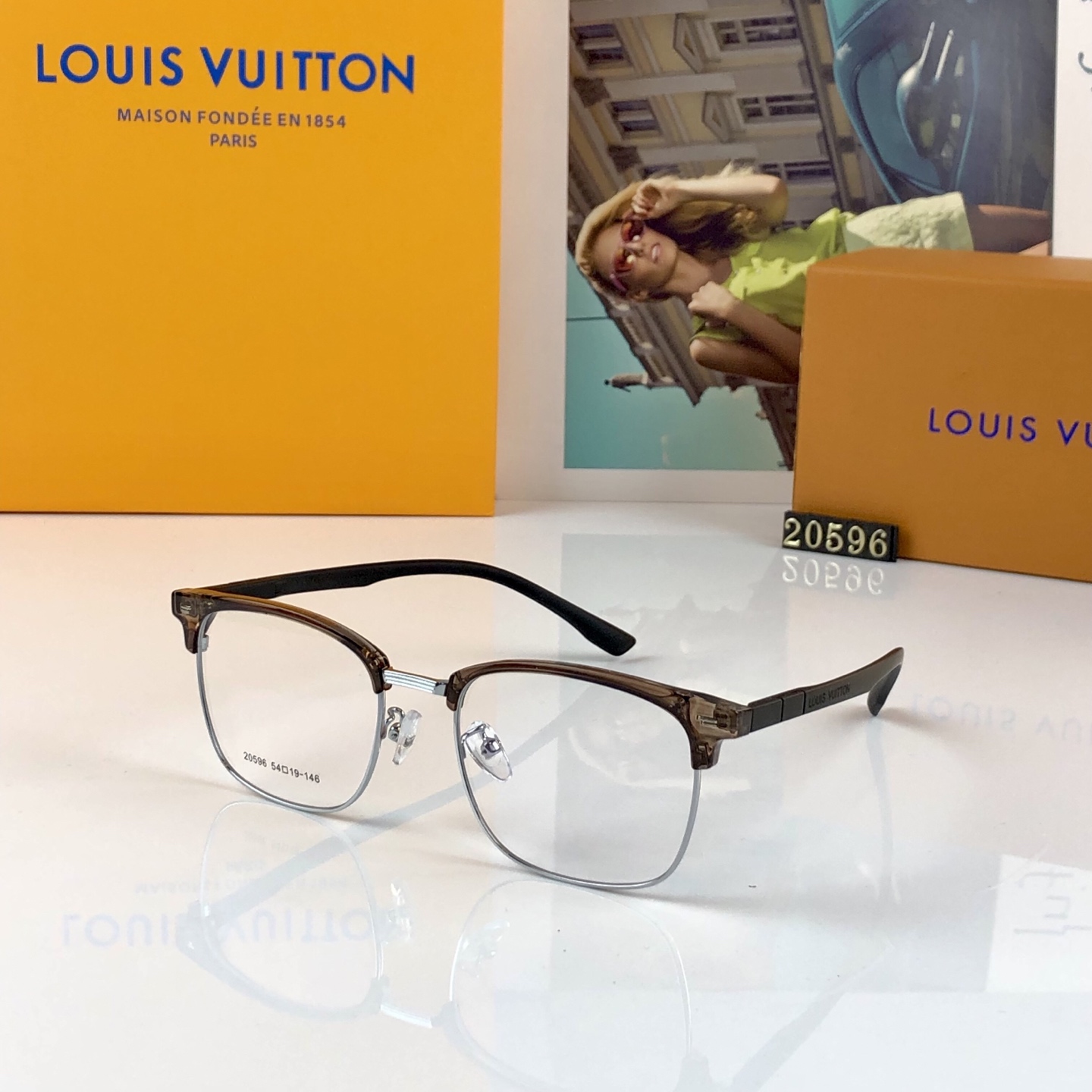 。。Louis vuitto*灰色眼镜框男女近视可配潮痞帅半框眼镜方圆脸近视复古日系眼镜架