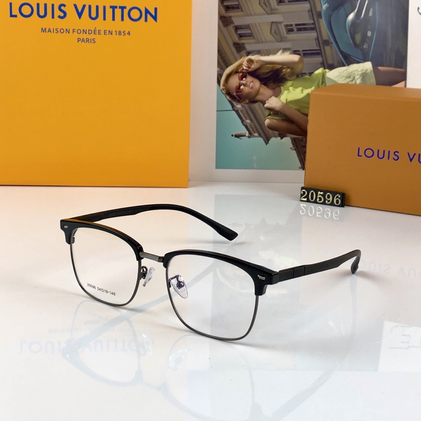 。。Louis vuitto*灰色眼镜框男女近视可配潮痞帅半框眼镜方圆脸近视复古日系眼镜架