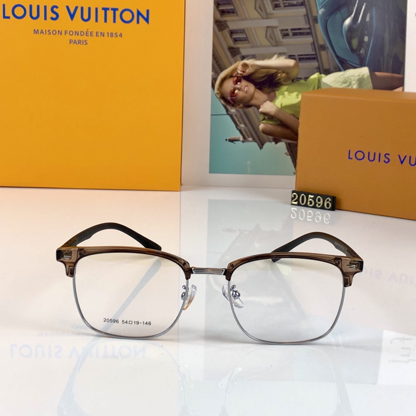 。。Louis vuitto*灰色眼镜框男女近视可配潮痞帅半框眼镜方圆脸近视复古日系眼镜架