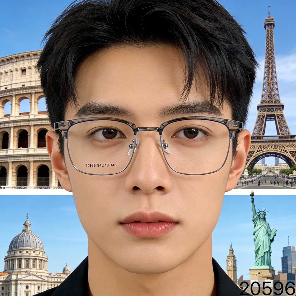 。。Louis vuitto*灰色眼镜框男女近视可配潮痞帅半框眼镜方圆脸近视复古日系眼镜架