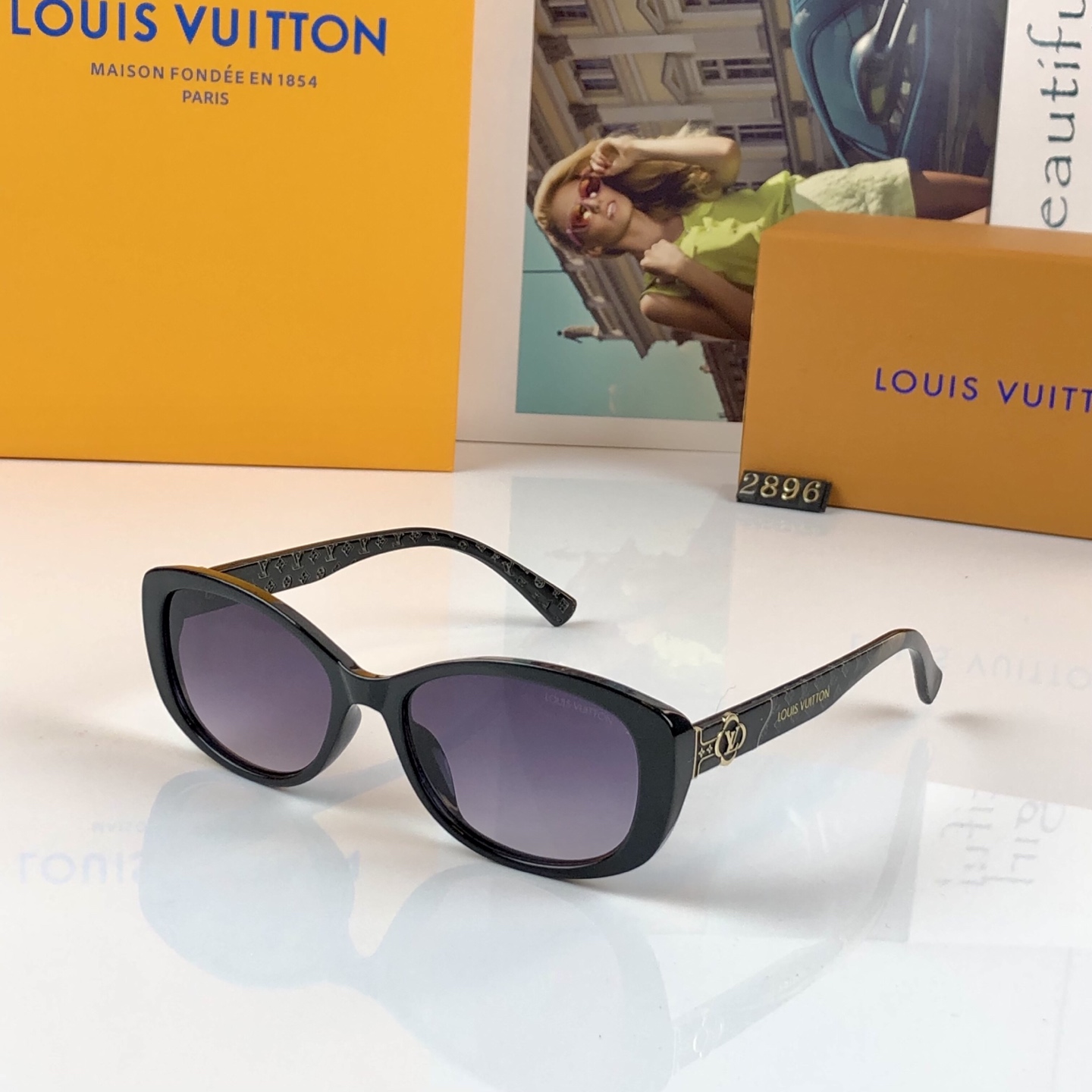 。。Louis vuitto*欧美复古时髦小框猫眼墨镜女潮高级感圆脸显瘦太阳眼镜