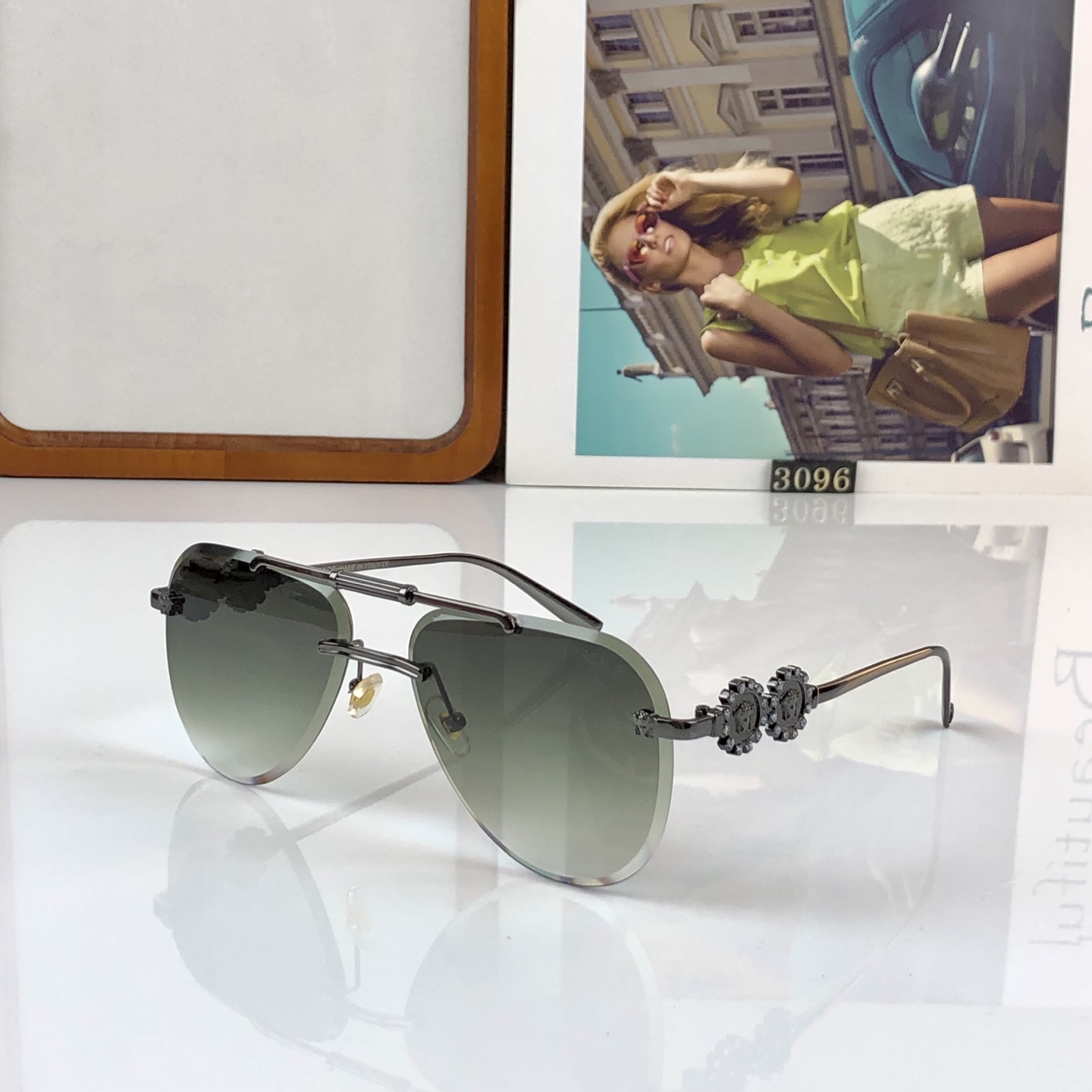 。。Versac*网红无框金属太阳镜时尚个性街拍凹造型遮阳墨镜男女