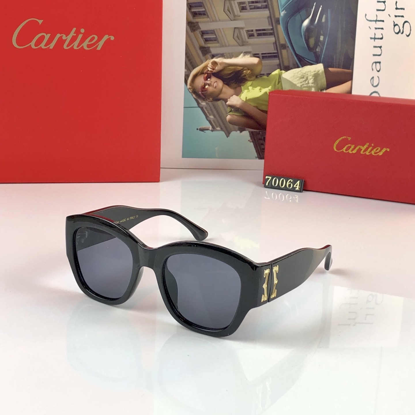 。。Cartie*2026新款欧美风猫眼太阳眼镜潮凹造型街拍高级感黑超墨镜