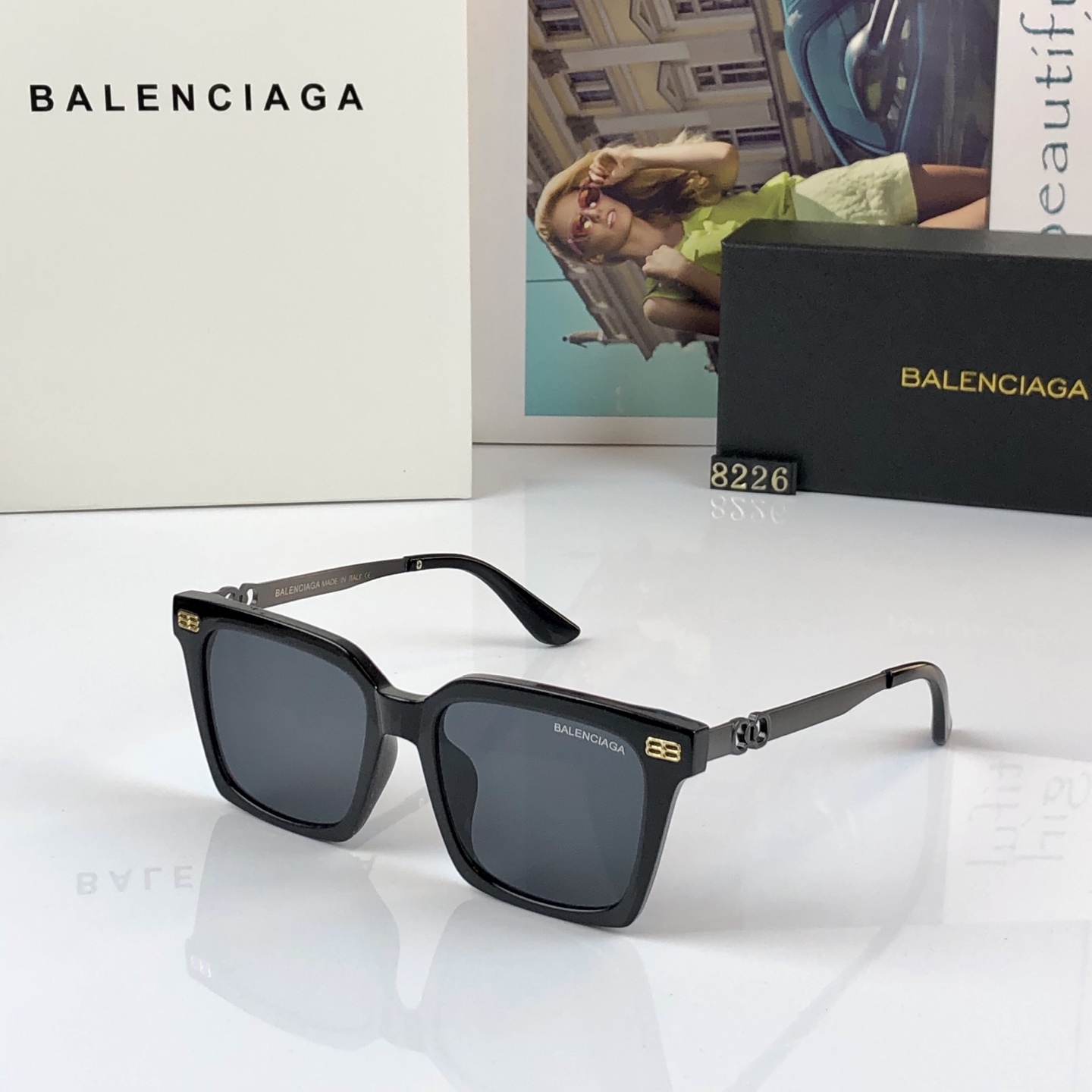 。。Balenciag*韩版明星潮人港风复古方框显脸小街拍墨镜