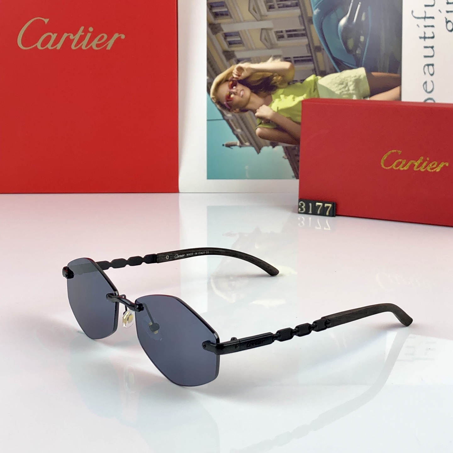 。。Cartie*2026新款个性无框墨镜欧美ins风潮流男女太阳眼镜装饰