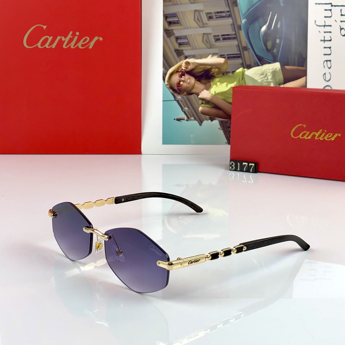 。。Cartie*2026新款个性无框墨镜欧美ins风潮流男女太阳眼镜装饰