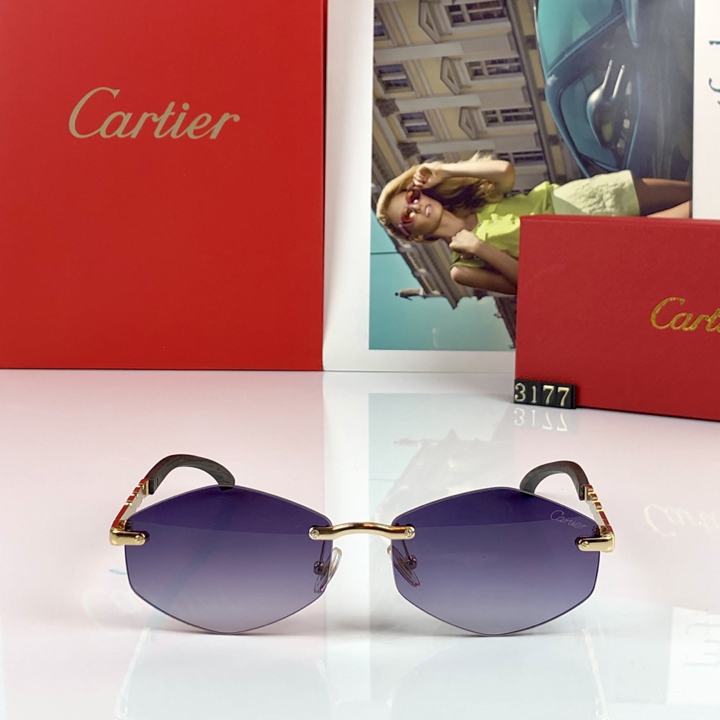 。。Cartie*2026新款个性无框墨镜欧美ins风潮流男女太阳眼镜装饰