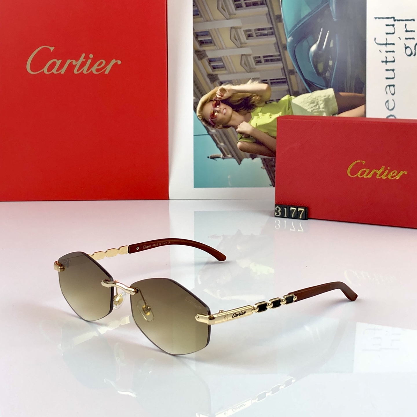 。。Cartie*2026新款个性无框墨镜欧美ins风潮流男女太阳眼镜装饰