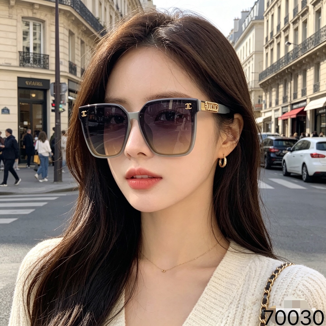 。。Chane*2026新款墨镜女高级感欧美时尚凹造型防紫外线遮阳太阳镜复古风