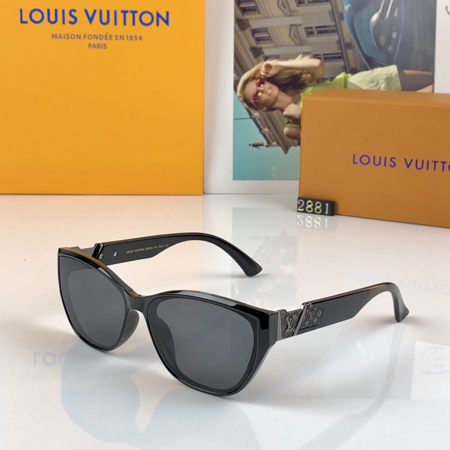 。。Louis vuitto*2026欧美风猫眼太阳眼镜潮凹造型街拍高级感黑超墨镜