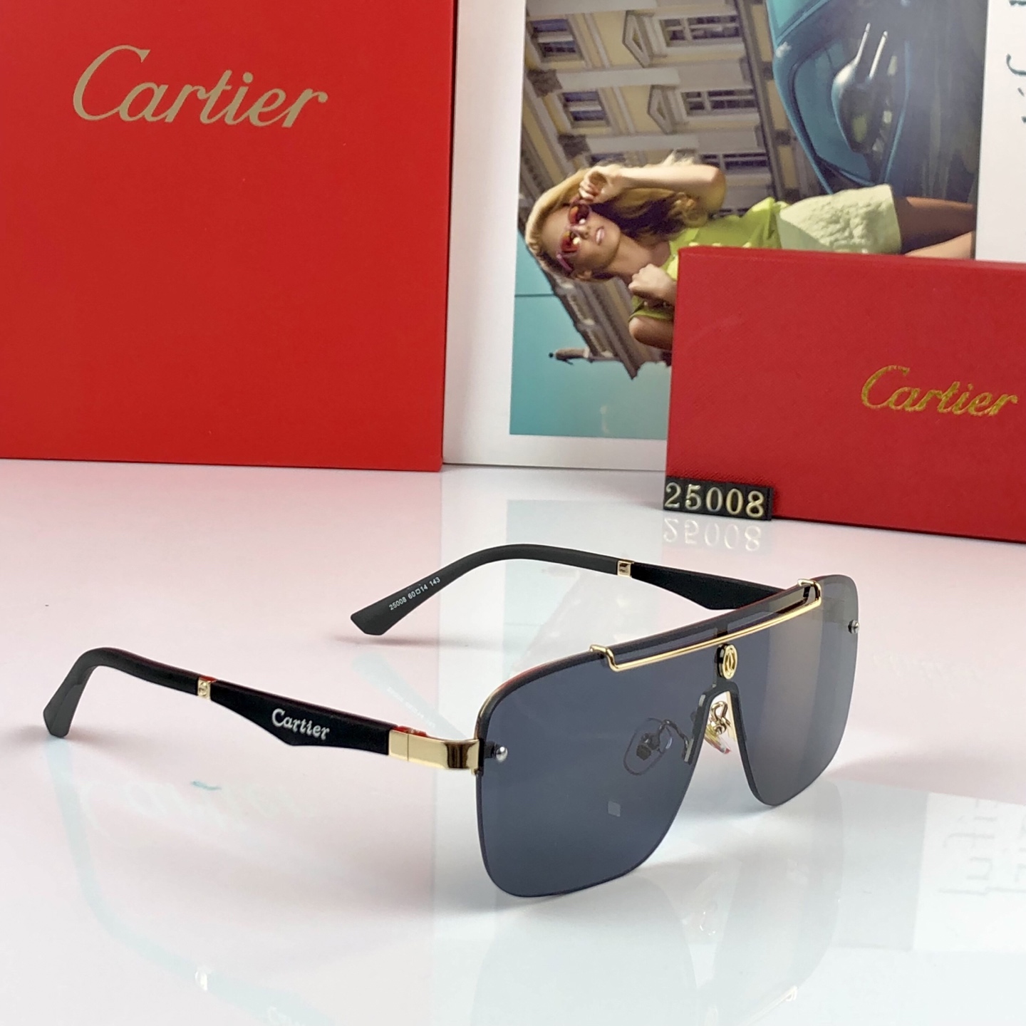。。Cartie*新款潮流复古金属双梁太阳眼镜 ins个性无框户外开车休闲防晒墨镜