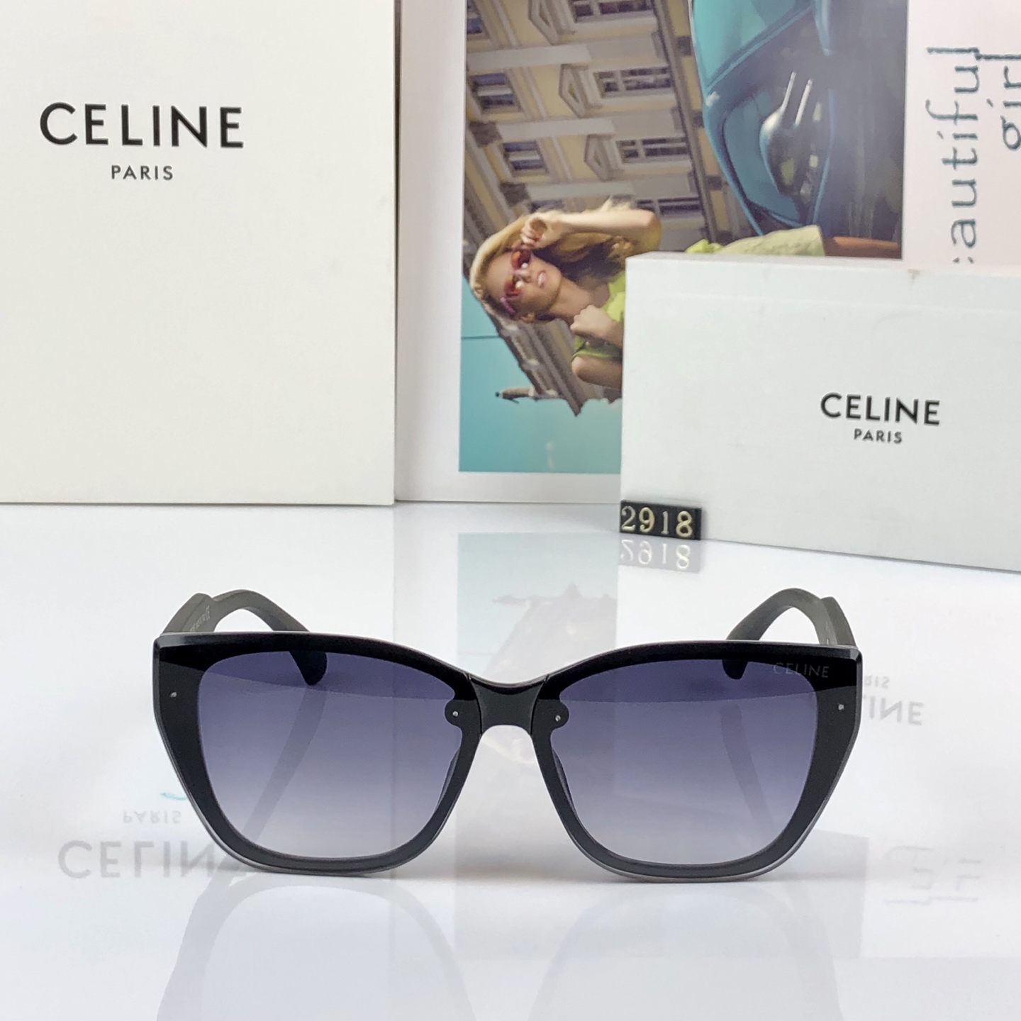 。。Celin*新款欧美复古太阳镜方框时尚潮流百搭墨镜男女款开车防紫外线