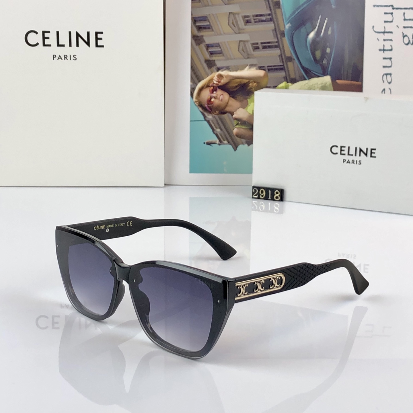 。。Celin*新款欧美复古太阳镜方框时尚潮流百搭墨镜男女款开车防紫外线