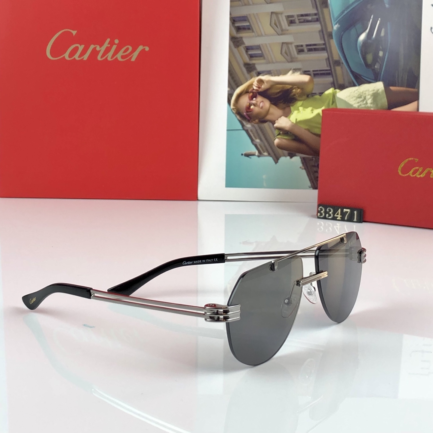 。。Cartie*2026新款个性双梁飞行员太阳镜 欧美ins风时尚网红百搭无框蛤蟆镜