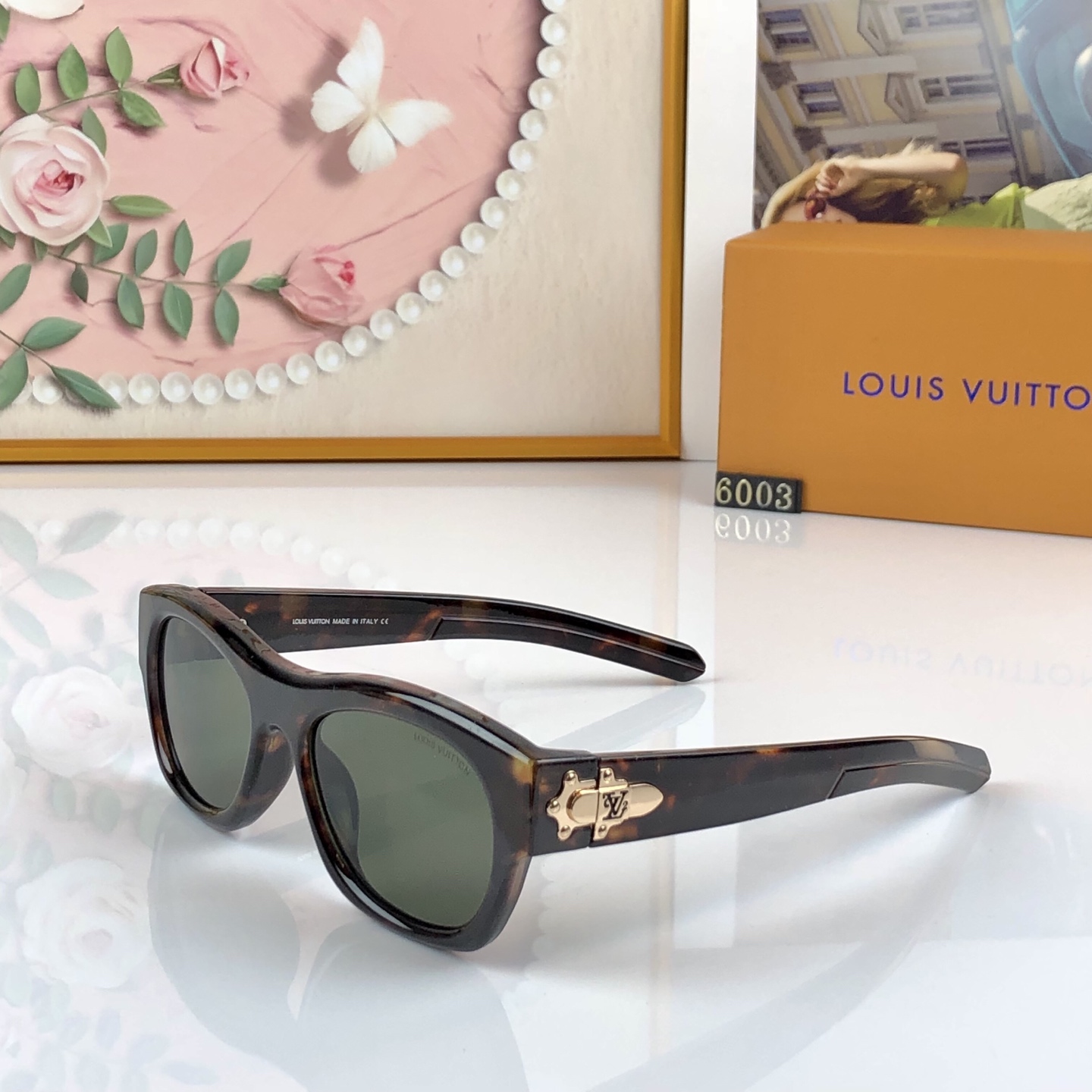 。。Louis vuitto*猫眼复古墨镜防紫外线痞帅潮女个性街拍太阳眼镜素颜粗框