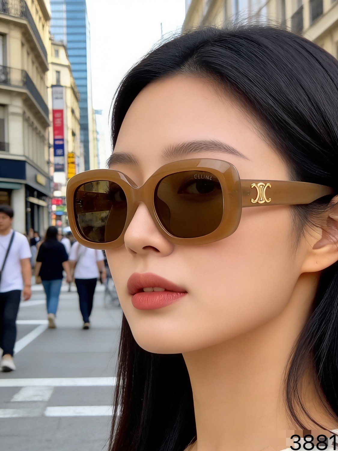 。。Celin*甜酷辣妹黑色圆框墨镜女圆脸显瘦网红大框高级感显气质太阳镜