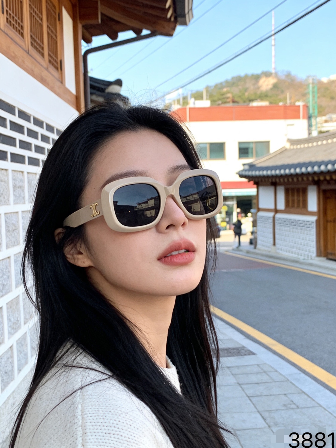 。。Celin*甜酷辣妹黑色圆框墨镜女圆脸显瘦网红大框高级感显气质太阳镜