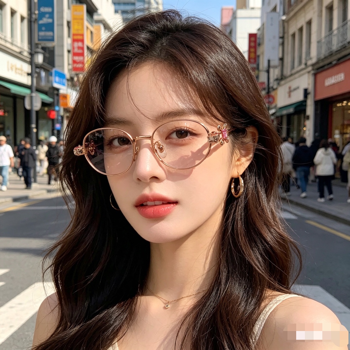 。。Jennie同款珠宝系列钻石眼镜框纯欲风凹造型小椭圆太阳镜女潮