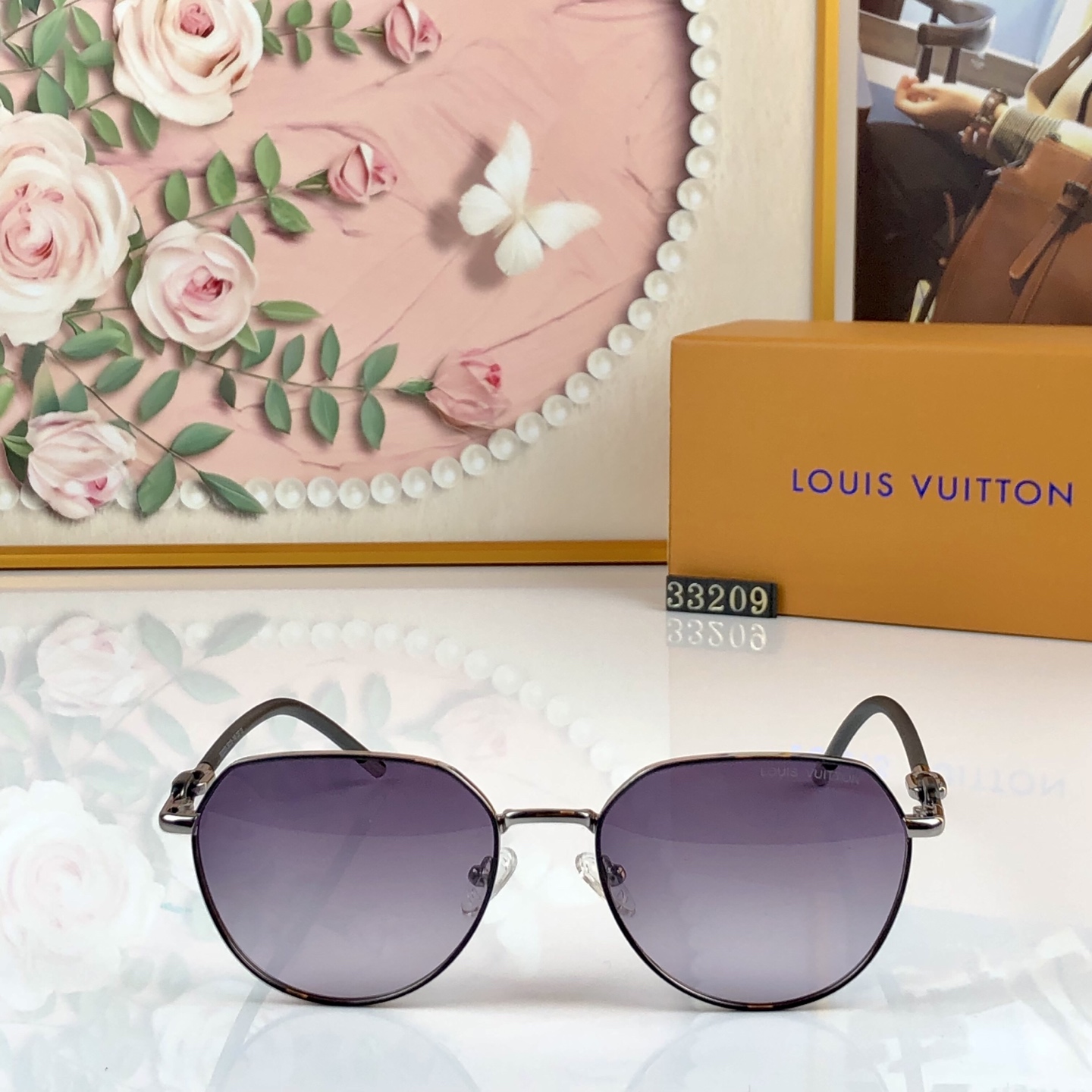 。。Louis vuitto*明星同款墨镜女高级感凹造型欧美金属椭圆形偏光太阳镜可配近视