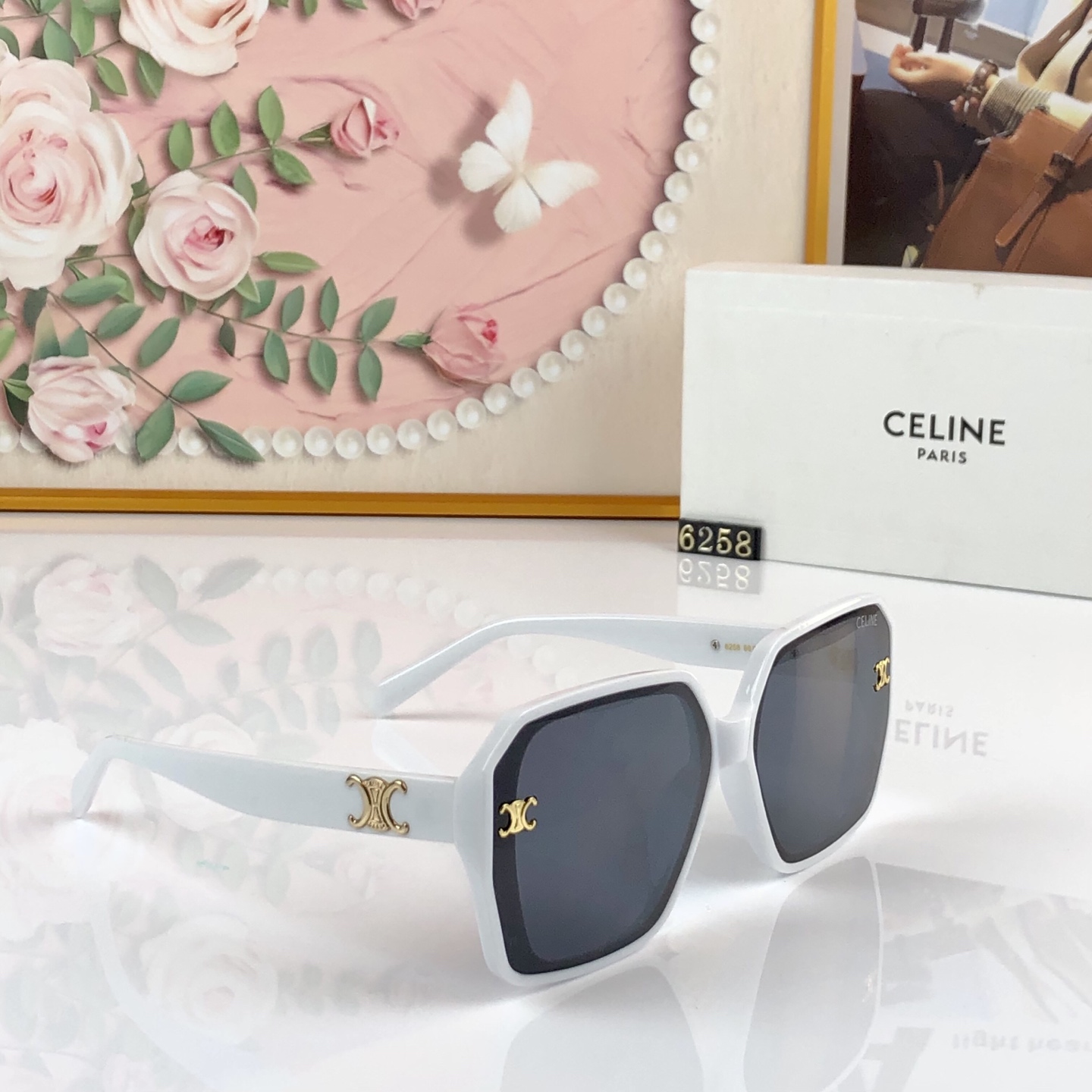 。。Celin*2026新款方框太阳镜女士轻奢墨镜防紫外线大框明星同款眼镜
