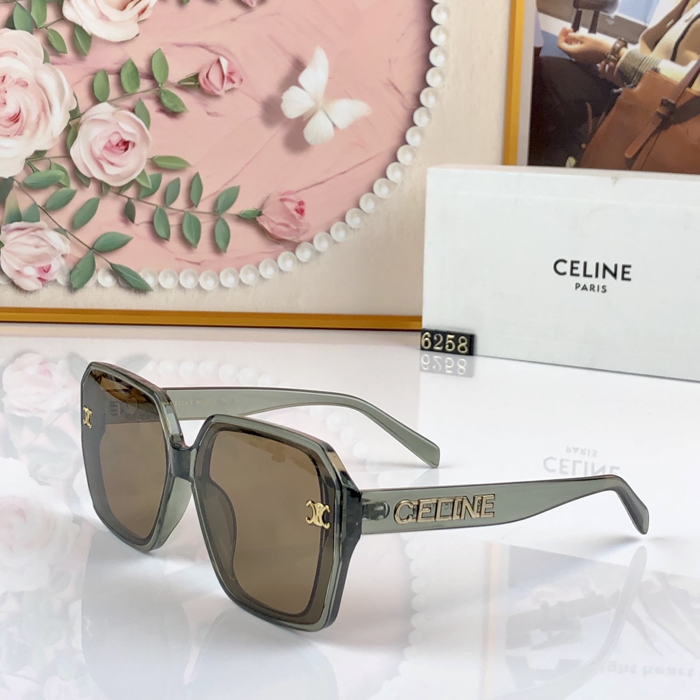 。。Celin*2026新款方框太阳镜女士轻奢墨镜防紫外线大框明星同款眼镜