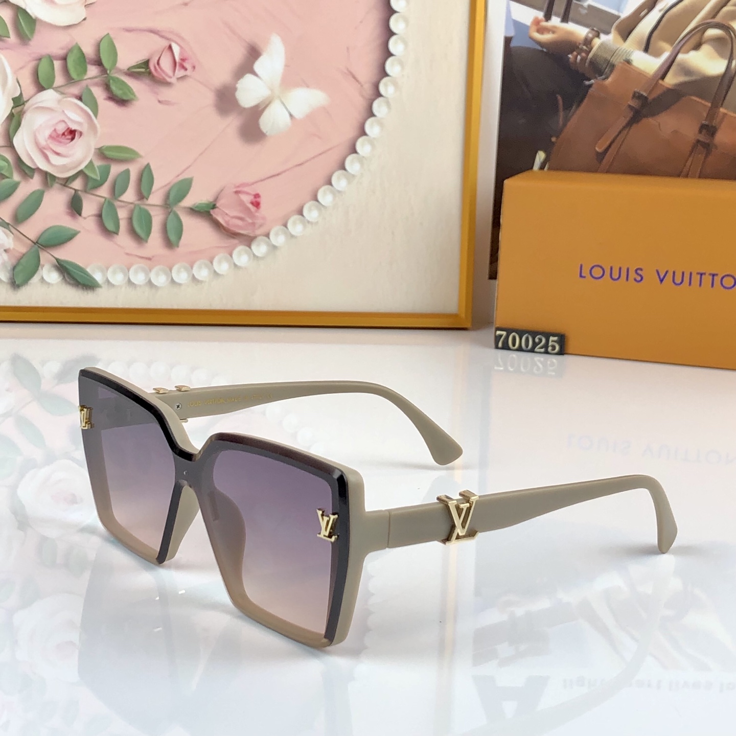 。。Louis vuitton*韩版高级感气质大框方形名媛墨镜女款潮2026新款大圆脸遮阳太阳镜
