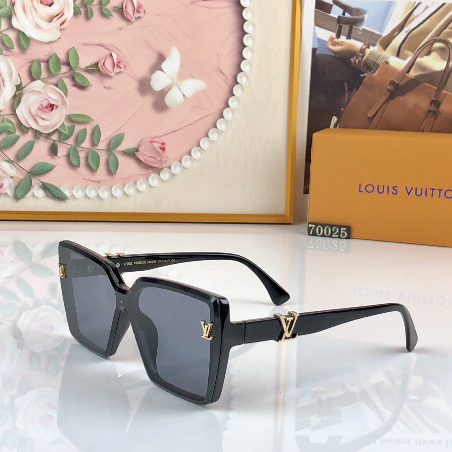 。。Louis vuitton*韩版高级感气质大框方形名媛墨镜女款潮2026新款大圆脸遮阳太阳镜