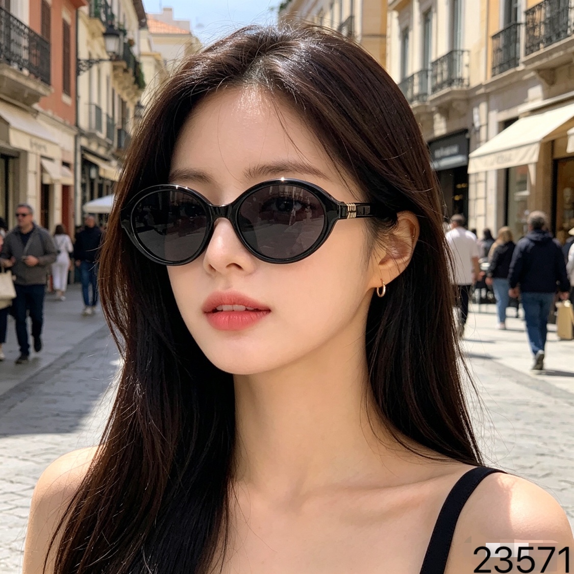 。。miumi*复古小圆框墨镜女新款高级感太阳眼镜遮阳防紫外线椭圆形街拍