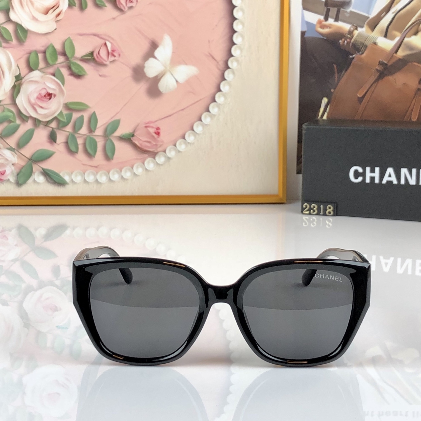 。。Chane*方框太阳眼镜男女时尚防紫外线偏光墨镜高级感百搭修脸开车眼镜