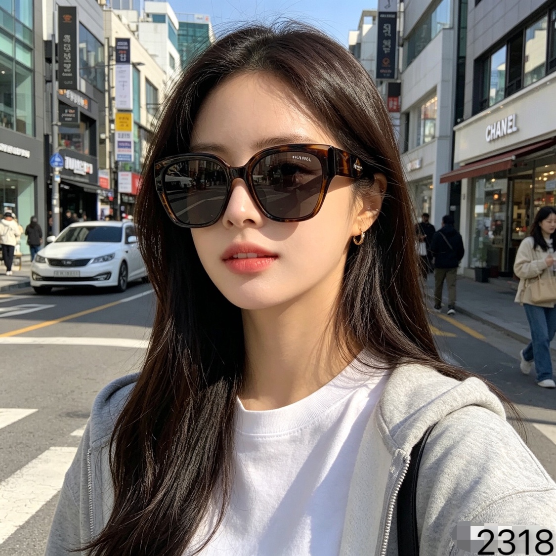 。。Chane*方框太阳眼镜男女时尚防紫外线偏光墨镜高级感百搭修脸开车眼镜