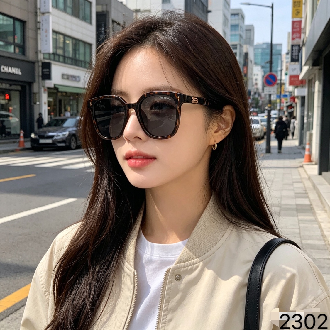 。。Chane*黑色墨镜女高级感ins装饰潮流复古眼镜韩版潮街拍方框遮阳太阳镜