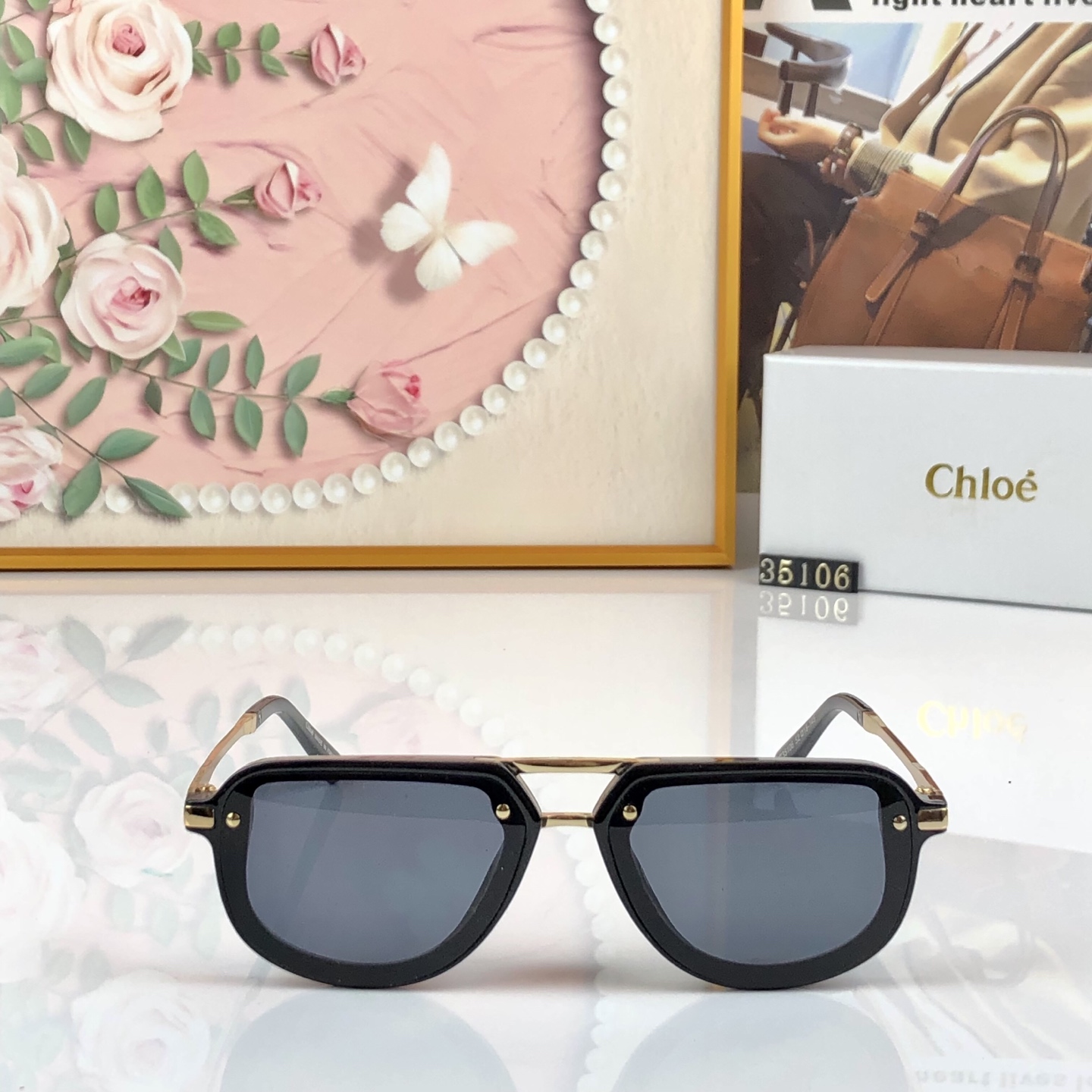 。。Chlo*韩版太阳镜金属高质感双梁墨镜开车防晒眼镜
