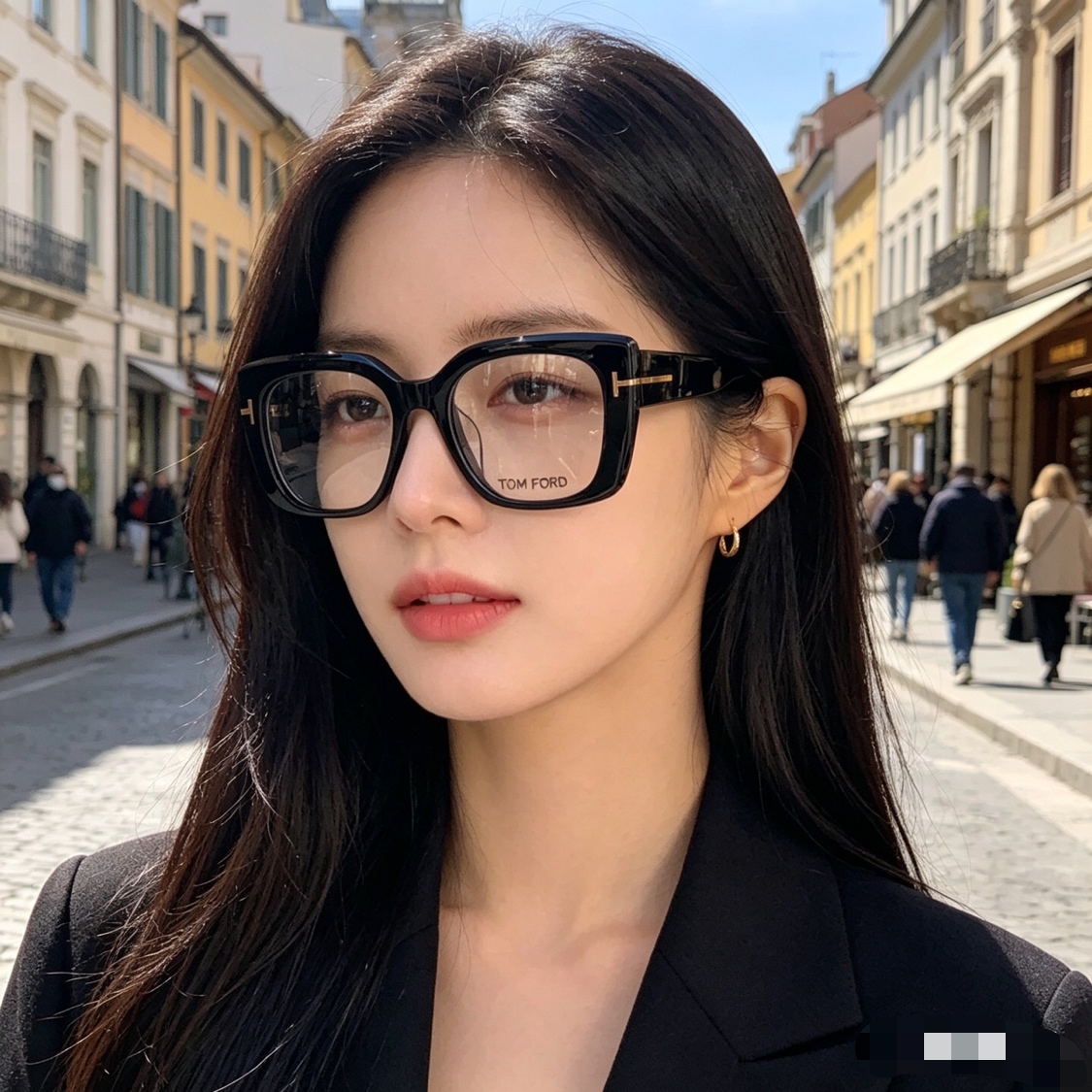 。。Tom For*韩版方框大粗框黑色近视镜ins素颜眼镜男女圆脸防蓝光复古眼镜框
